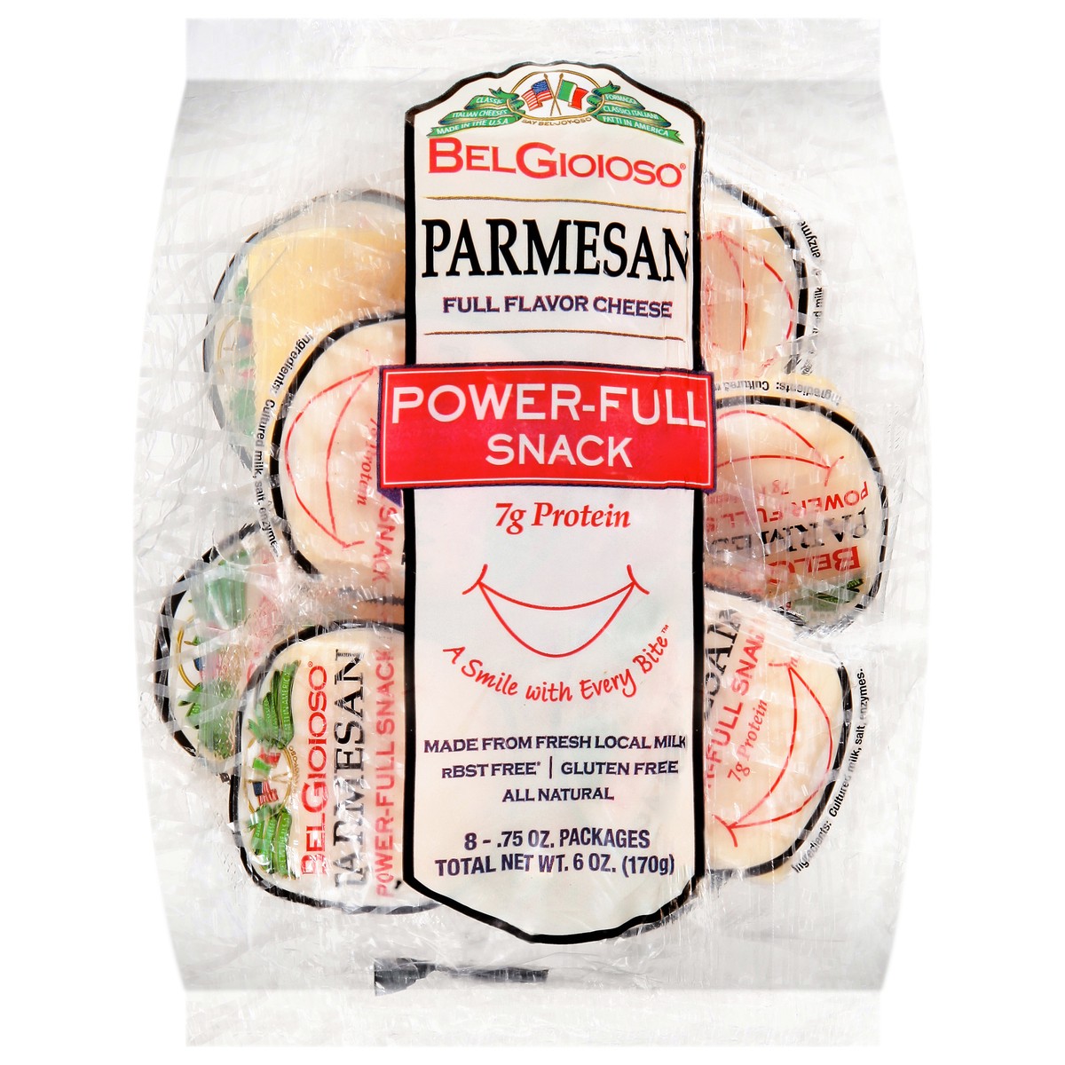 slide 12 of 14, BelGioioso Power-Full Snack Parmesan Cheese 8 - 0.75 oz Packs, 8 ct