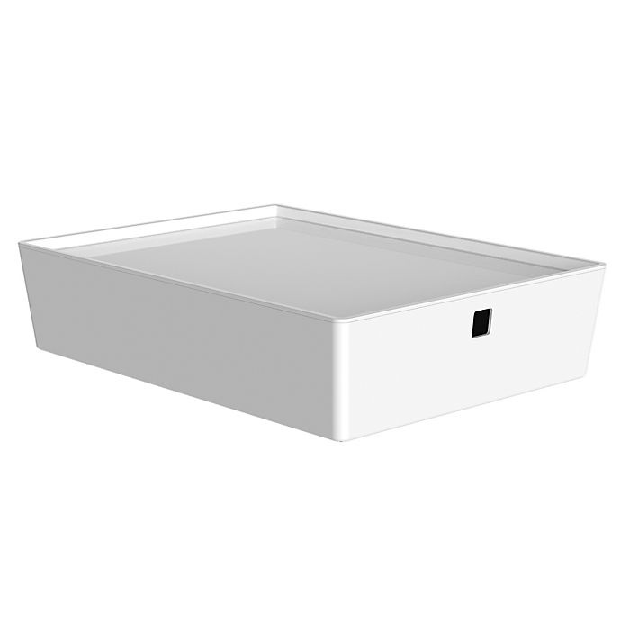 slide 1 of 5, Simply Essential Shallow Stackable Storage Box, 1 ct