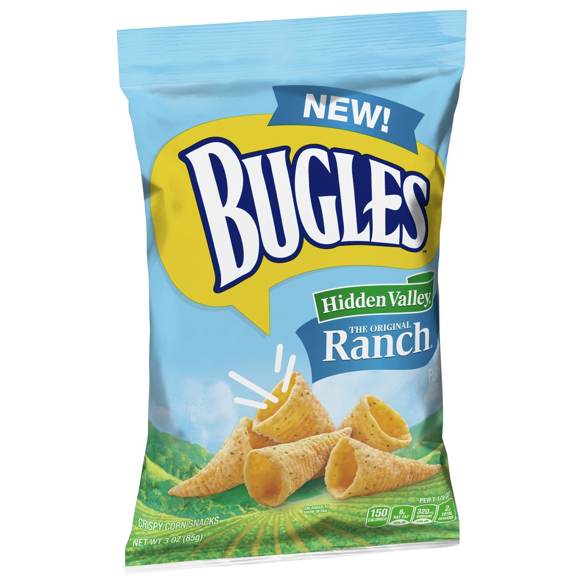 slide 9 of 9, Bugles Crispy Corn Snacks, Ranch Flavor, Snack Bag, 3 oz, 3 oz