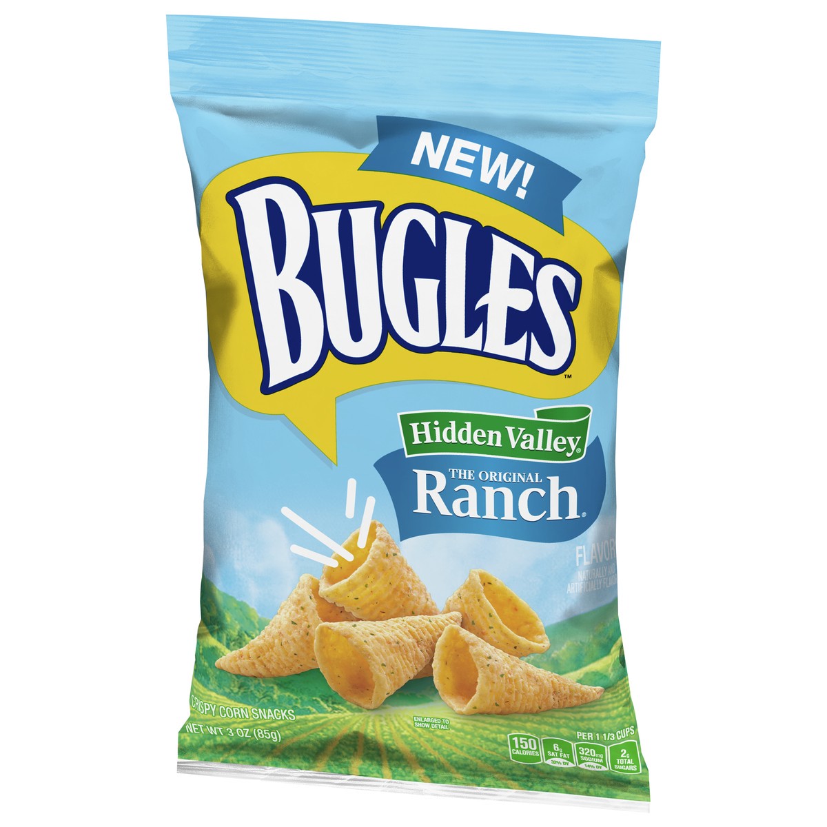 slide 2 of 9, Bugles Crispy Corn Snacks, Ranch Flavor, Snack Bag, 3 oz, 3 oz