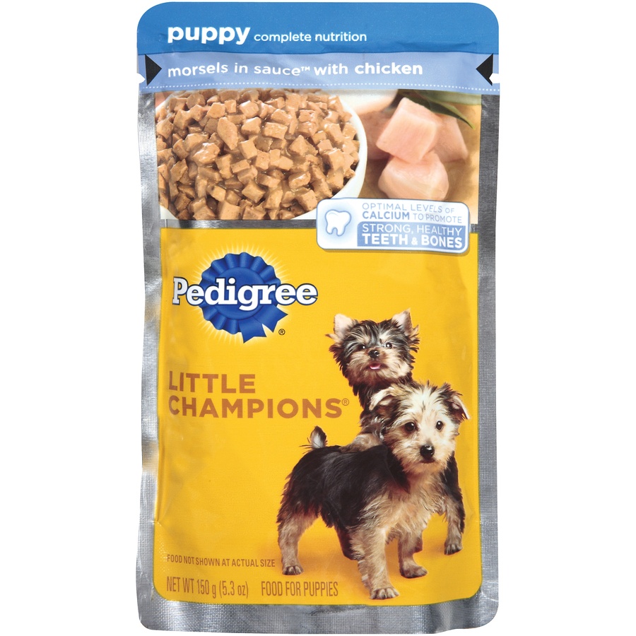 slide 1 of 3, Pedigree Food for Puppies, Morsels in Sauce with Chicken, 5.3 oz