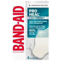 Band-Aid Pro Heal Hydrocolloid Bandages, Waterproof, Large, 6 ct
