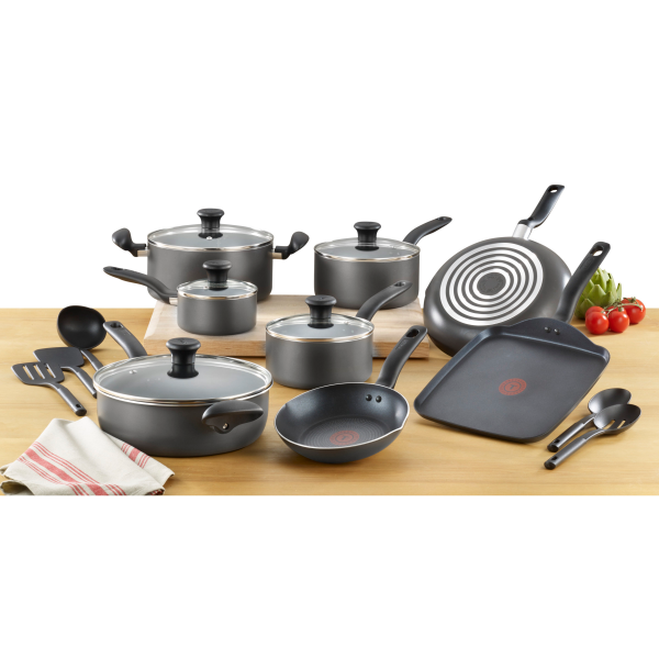 slide 4 of 5, T-fal Black Initiatives Bakeware And Cookware Sets, 18 ct