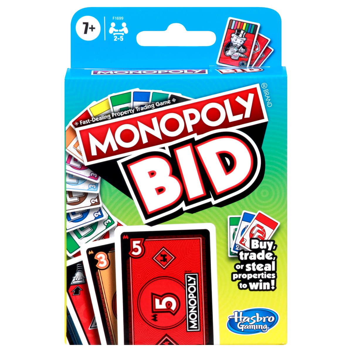 slide 1 of 9, Monopoly Bid 7+ Fast-Dealing Property Trading Game 1 ea, 1 ct