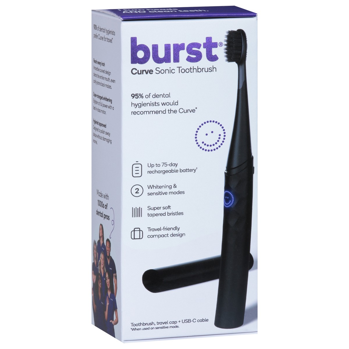 slide 6 of 9, Burst Matte Black Curve Sonic Toothbrush 1 ea, 1 ct
