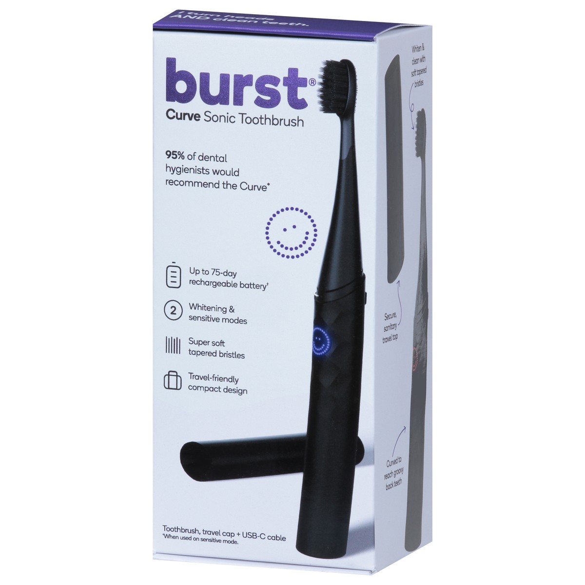slide 3 of 9, Burst Matte Black Curve Sonic Toothbrush 1 ea, 1 ct