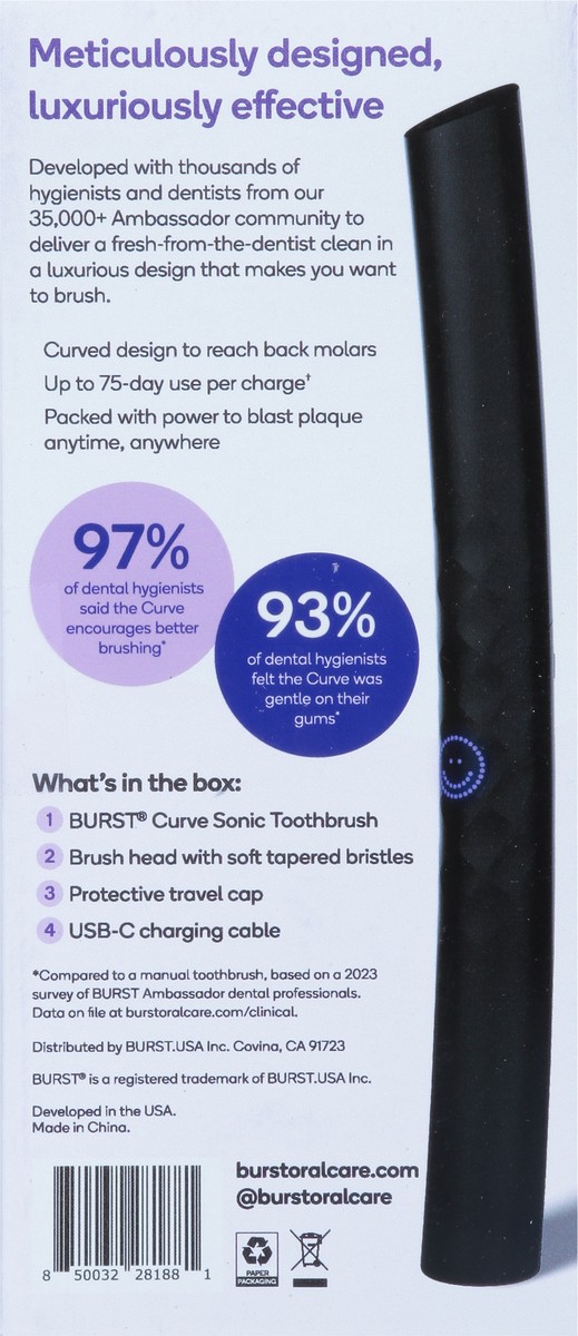 slide 2 of 9, Burst Matte Black Curve Sonic Toothbrush 1 ea, 1 ct