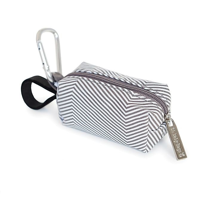 slide 1 of 4, Oh Baby Bags Clip-On Mini Stripes Wet Bag Dispenser - Grey/White, 1 ct