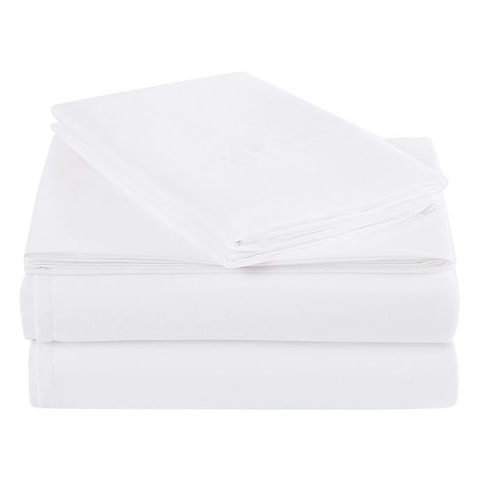 slide 2 of 5, Simply Essential Truly Soft Microfiber Queen Solid Sheet Set - White, 1 ct