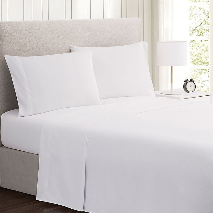 slide 3 of 5, Simply Essential Truly Soft Microfiber Queen Solid Sheet Set - White, 1 ct