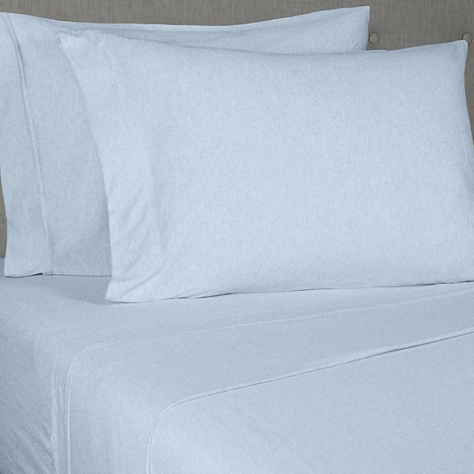 slide 1 of 1, Simply Essential Heathered Jersey Standard/Queen Pillowcases - Light Blue, 2 ct