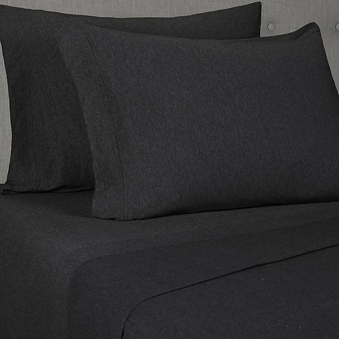 slide 1 of 1, Simply Essential Heathered Jersey Standard/Queen Pillowcases - Dark Grey, 2 ct