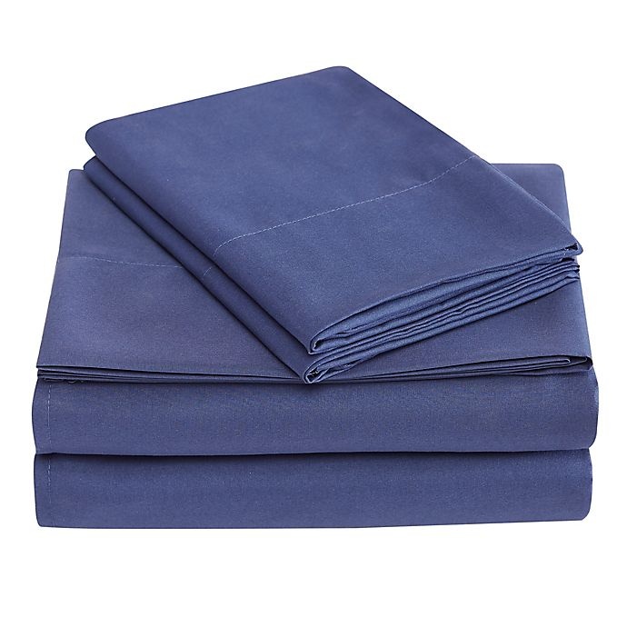 slide 2 of 7, Simply Essential Truly Soft Microfiber Twin XL Solid Sheet Set - Navy, 1 ct