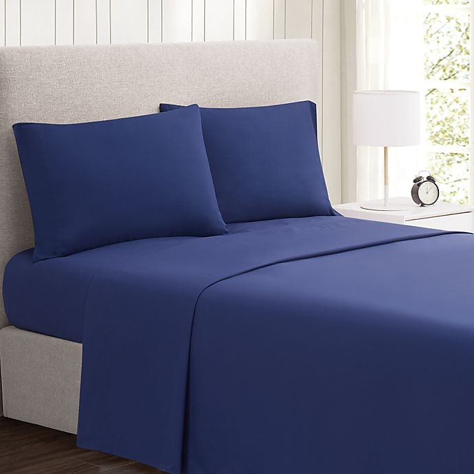 slide 3 of 7, Simply Essential Truly Soft Microfiber Twin XL Solid Sheet Set - Navy, 1 ct