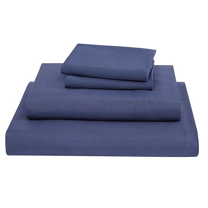 slide 4 of 7, Simply Essential Truly Soft Microfiber Twin XL Solid Sheet Set - Navy, 1 ct