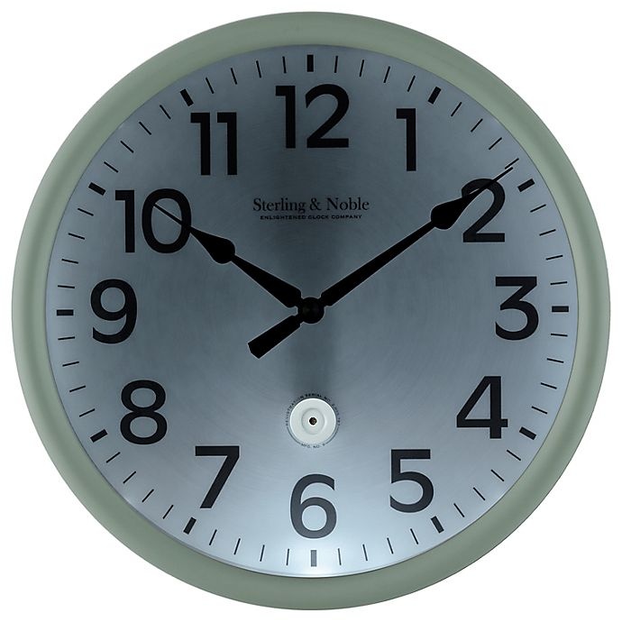 slide 2 of 2, Sterling & Noble LED Lighted Outdoor Wall Clock - Sage, 12 in