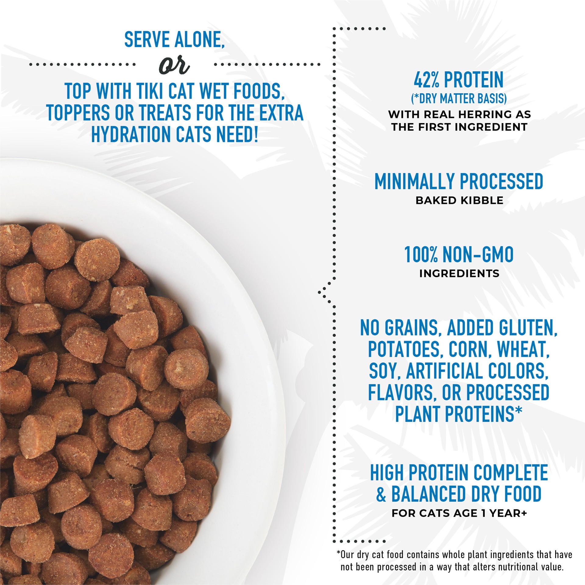 slide 6 of 7, Tiki Cat Born Carnivore Herring & Salmon Dry Food, 11.1 lb