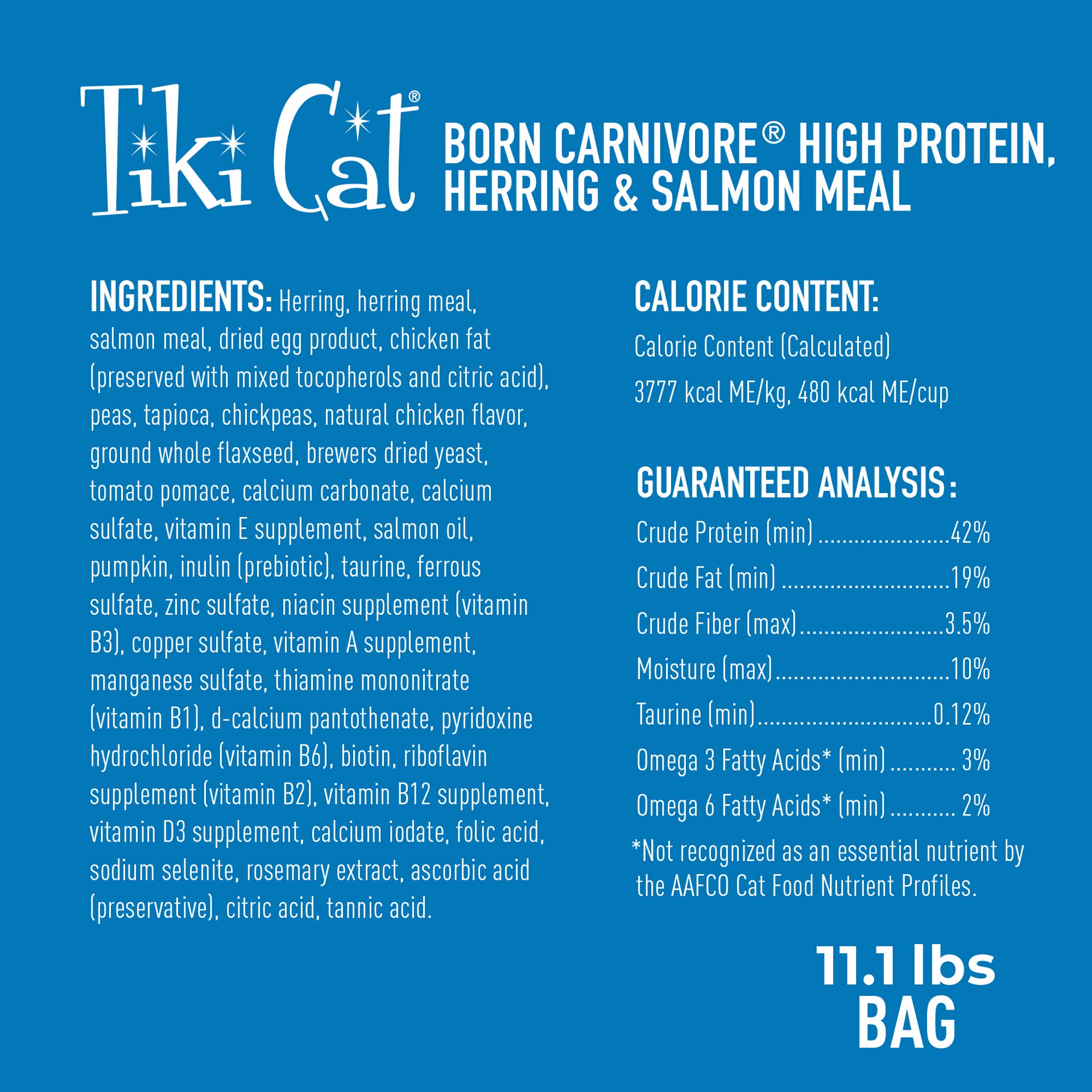 slide 2 of 7, Tiki Cat Born Carnivore Herring & Salmon Dry Food, 11.1 lb
