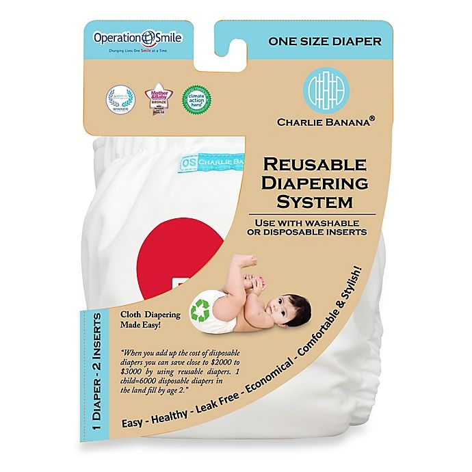 slide 1 of 2, Charlie Banana 2-in-1 Cloth Diaper - White Love, 1 ct