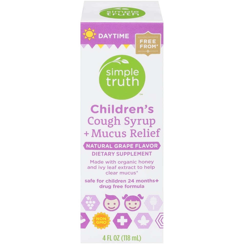 slide 1 of 1, Simple Truth Children's Daytime Cough Syrup And Mucus Relief, 4 fl oz