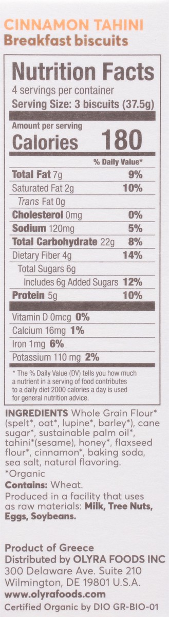 slide 3 of 13, Olyra Breakfast Biscuits, Organic, Cinnamon Tahini, On The Go, 4 Packs, Box, 4 ct