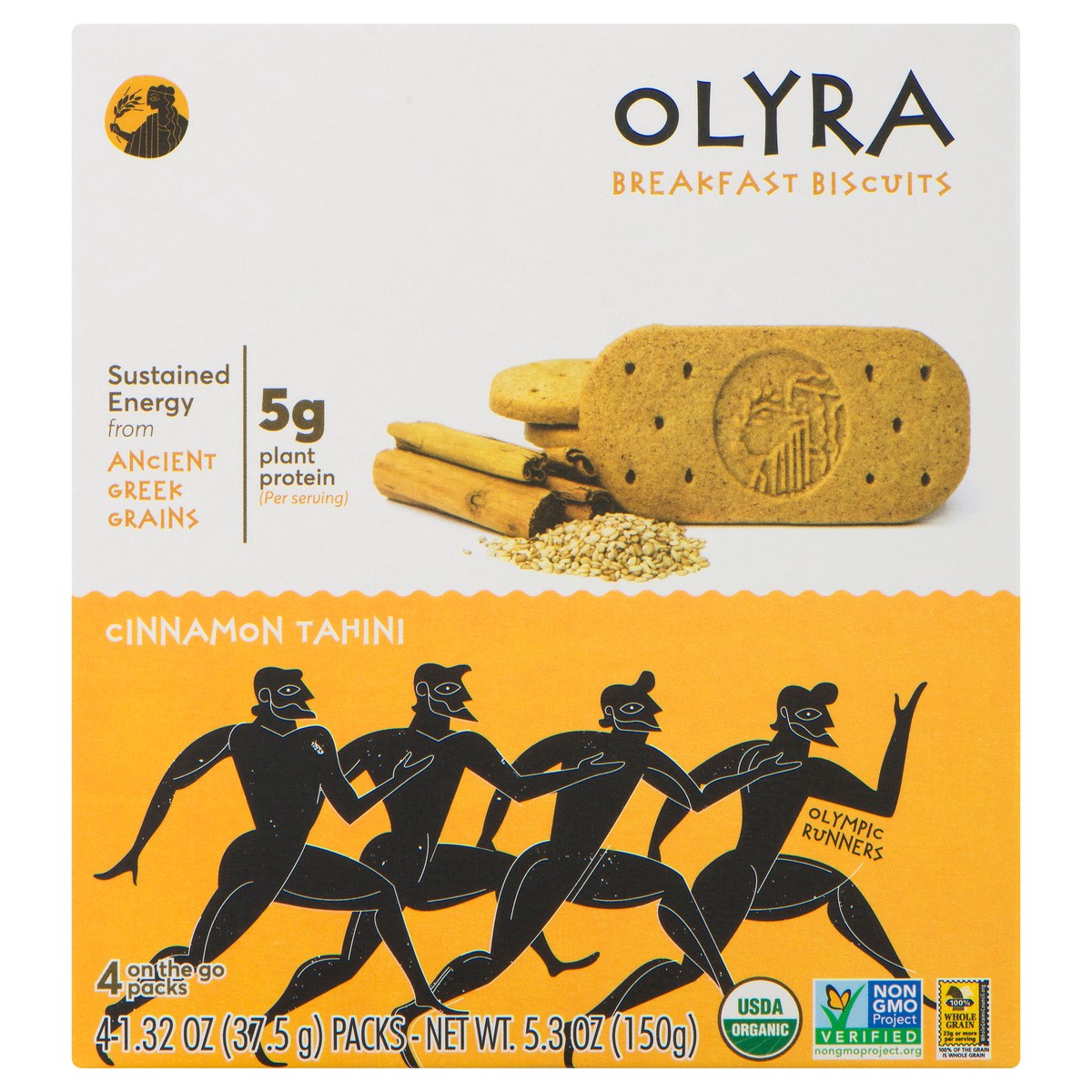 slide 1 of 13, Olyra Breakfast Biscuits, Organic, Cinnamon Tahini, On The Go, 4 Packs, Box, 4 ct