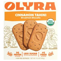 Olyra Breakfast Biscuits, Organic, Cinnamon Tahini, On The Go, 4 Packs, Box