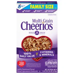 Multi Grain Cheerios, Heart Healthy Breakfast Cereal, Gluten Free, Family Size, 18 oz