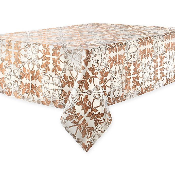 slide 1 of 1, Waterford Linens Octavia Oblong Tablecloth - Bronze, 70 in x 84 in