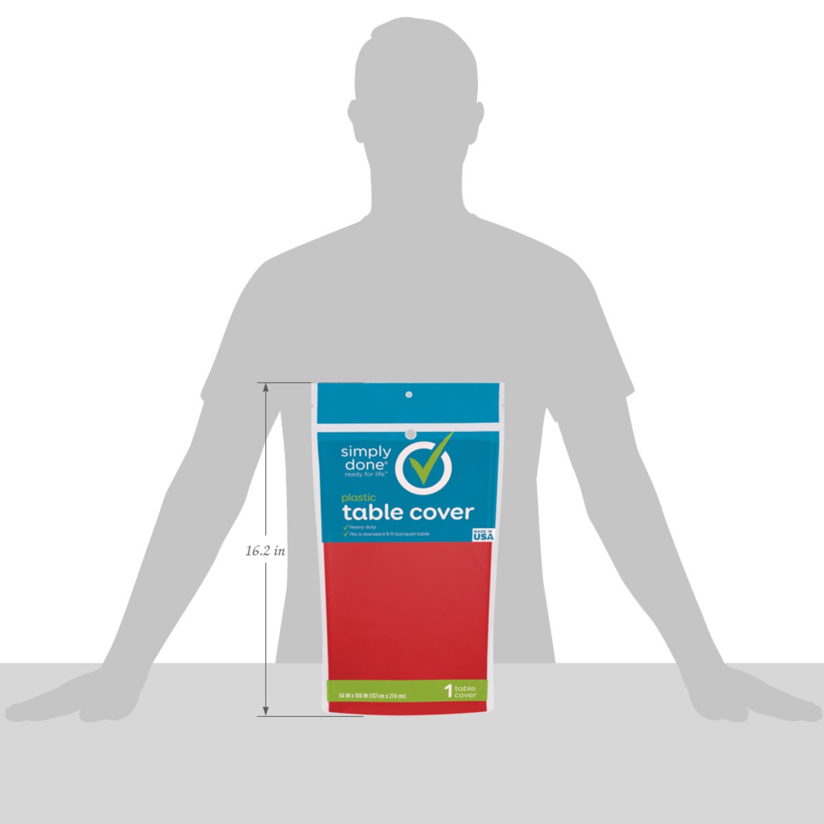 slide 11 of 13, Simply Done Red Solid Plastic Table Cover 1 Each, 1 ct