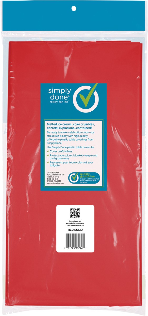 slide 9 of 13, Simply Done Red Solid Plastic Table Cover 1 Each, 1 ct