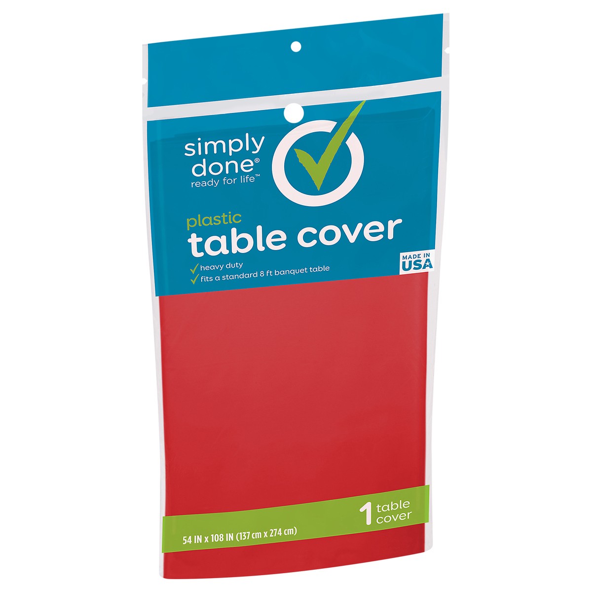 slide 10 of 13, Simply Done Red Solid Plastic Table Cover 1 Each, 1 ct
