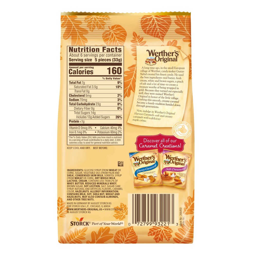 slide 1 of 2, Werther's Original Harvest Caramels Maple Crème Soft Caramels Candy, 7.4 oz