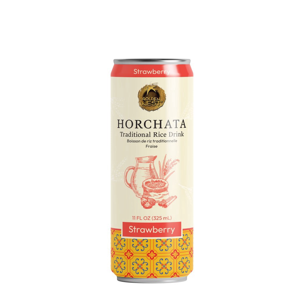 slide 1 of 1, Golden Nest Horchata Strawberry Traditional Rice Drink, 11 fl oz