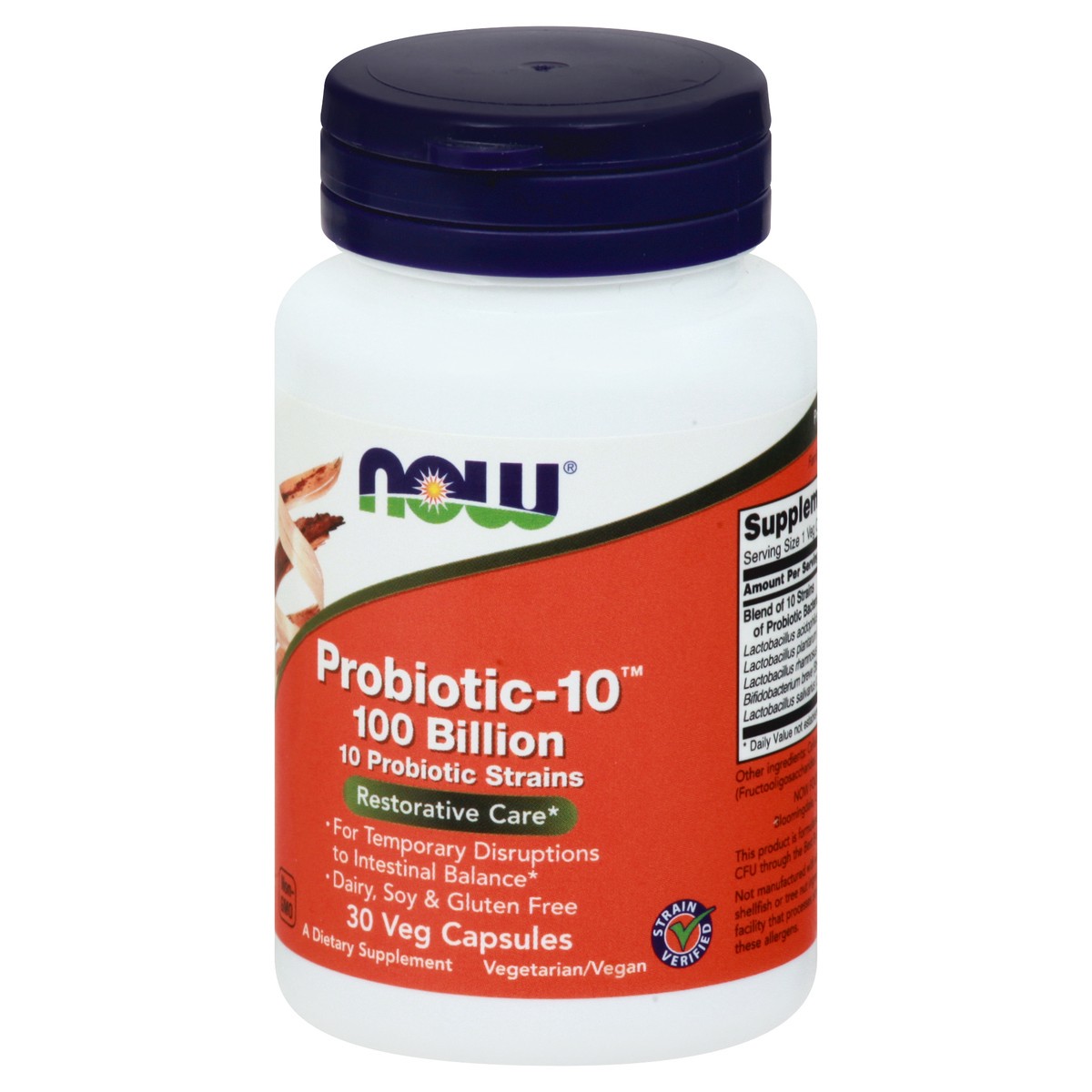 slide 7 of 9, NOW Probiotic-10™ 100 Billion - 30 Veg Capsules, 30 ct