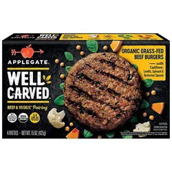 Applegate Organic Well Carved Beef Burger - 15 Oz