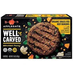 Applegate Organic Well Carved Beef Burger - 15 Oz
