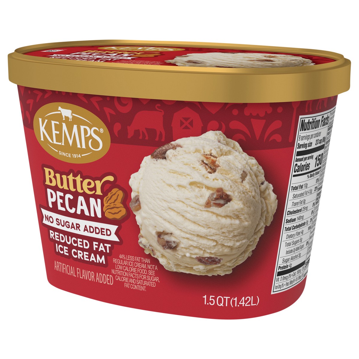 slide 12 of 14, Kemps No Sugar Added Old Fashioned Butter Pecan Reduced Fat Ice Cream, 1.5 qt