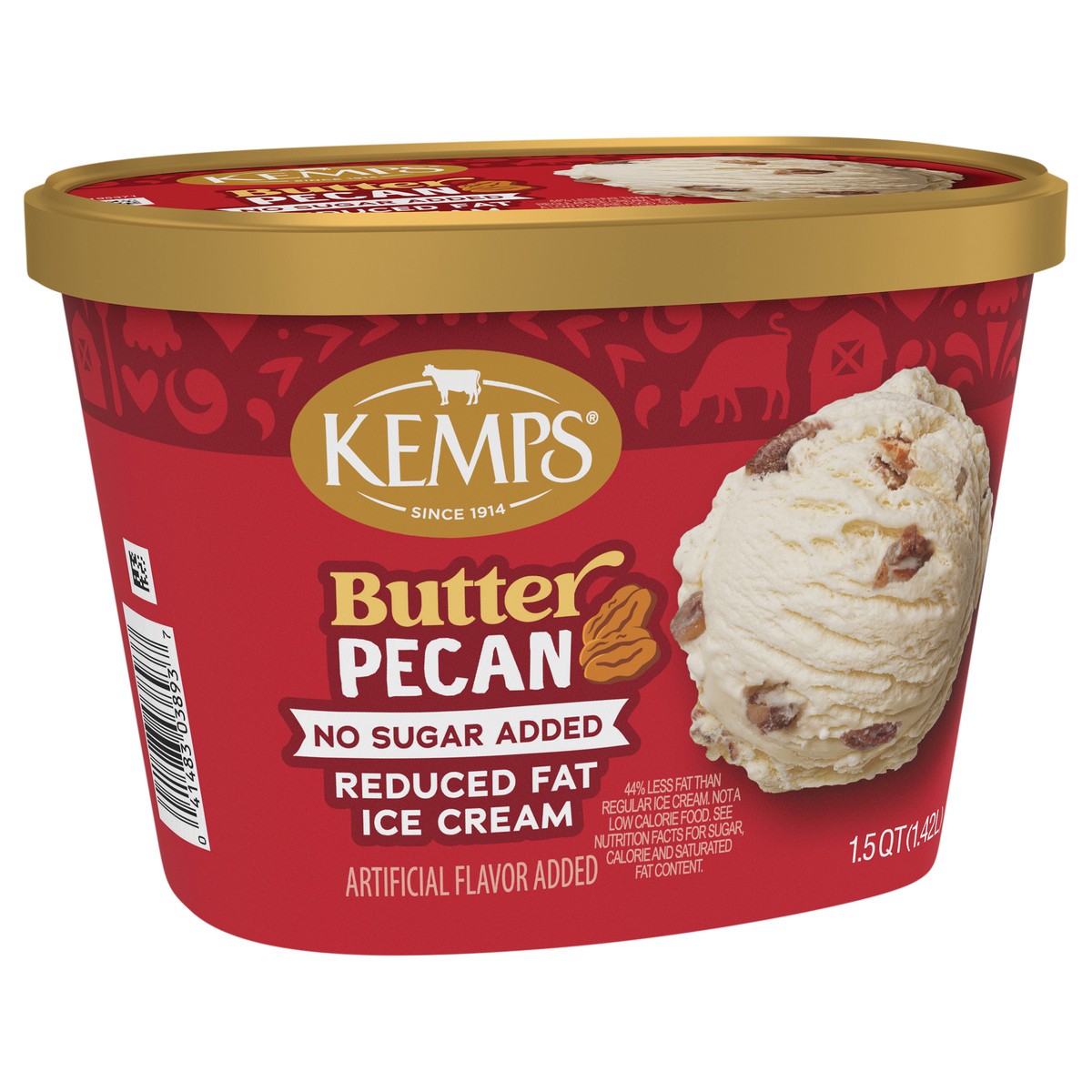 slide 4 of 14, Kemps No Sugar Added Old Fashioned Butter Pecan Reduced Fat Ice Cream, 1.5 qt