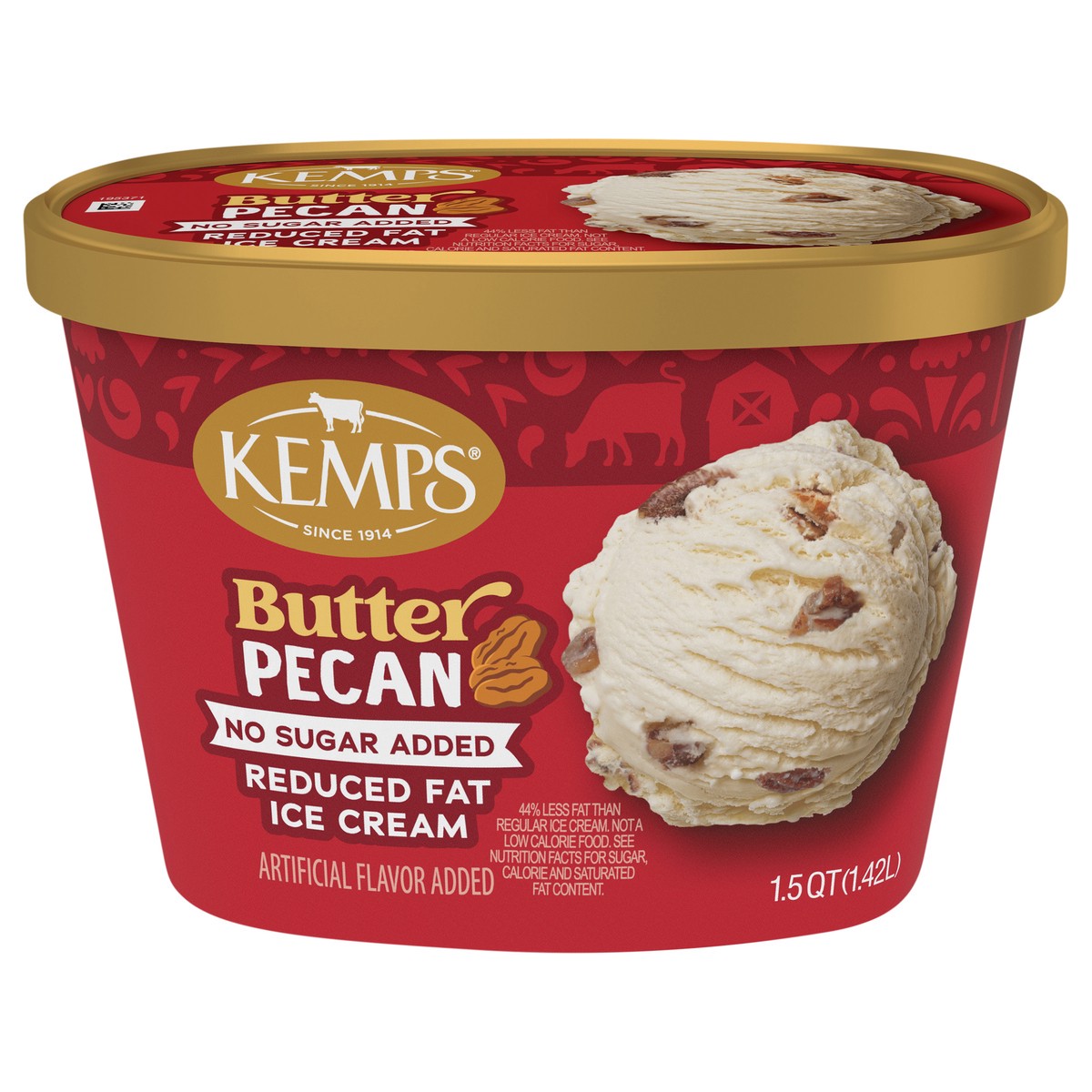 slide 1 of 14, Kemps No Sugar Added Old Fashioned Butter Pecan Reduced Fat Ice Cream, 1.5 qt