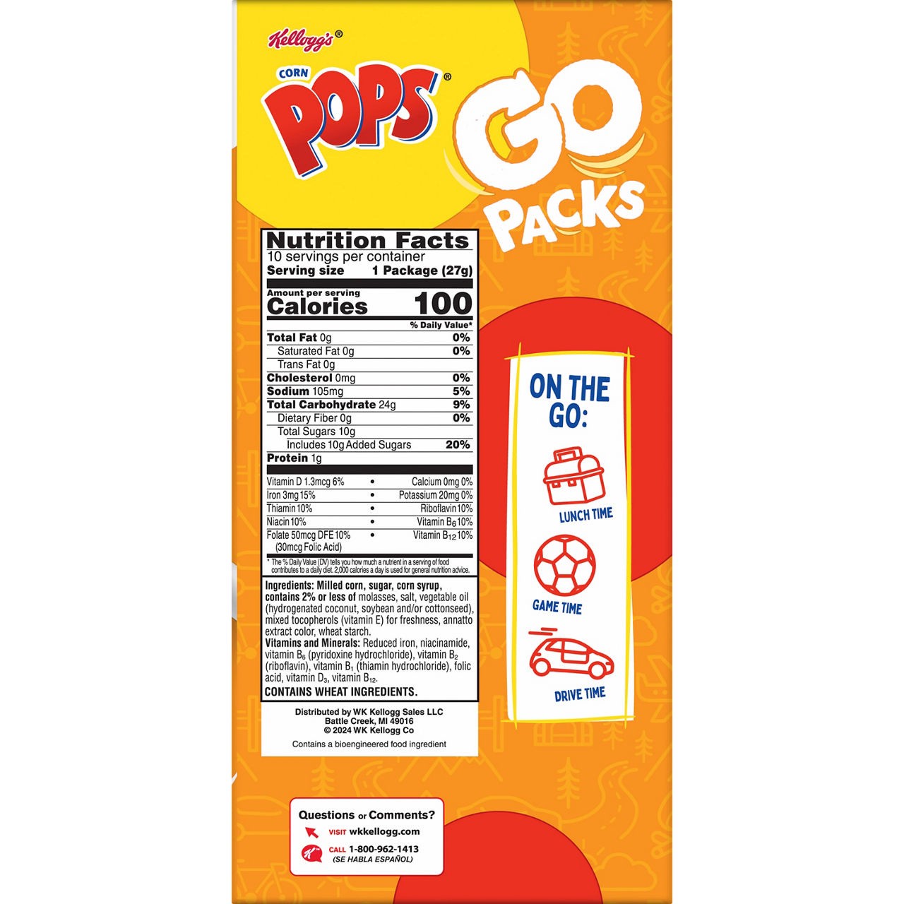 slide 8 of 8, Froot Loops Kellogg's Corn Pops Go Packs Cereal, Kids Snacks, Lunch Snacks, Original, 9.5oz Box (10 Pouches), 9.5 oz