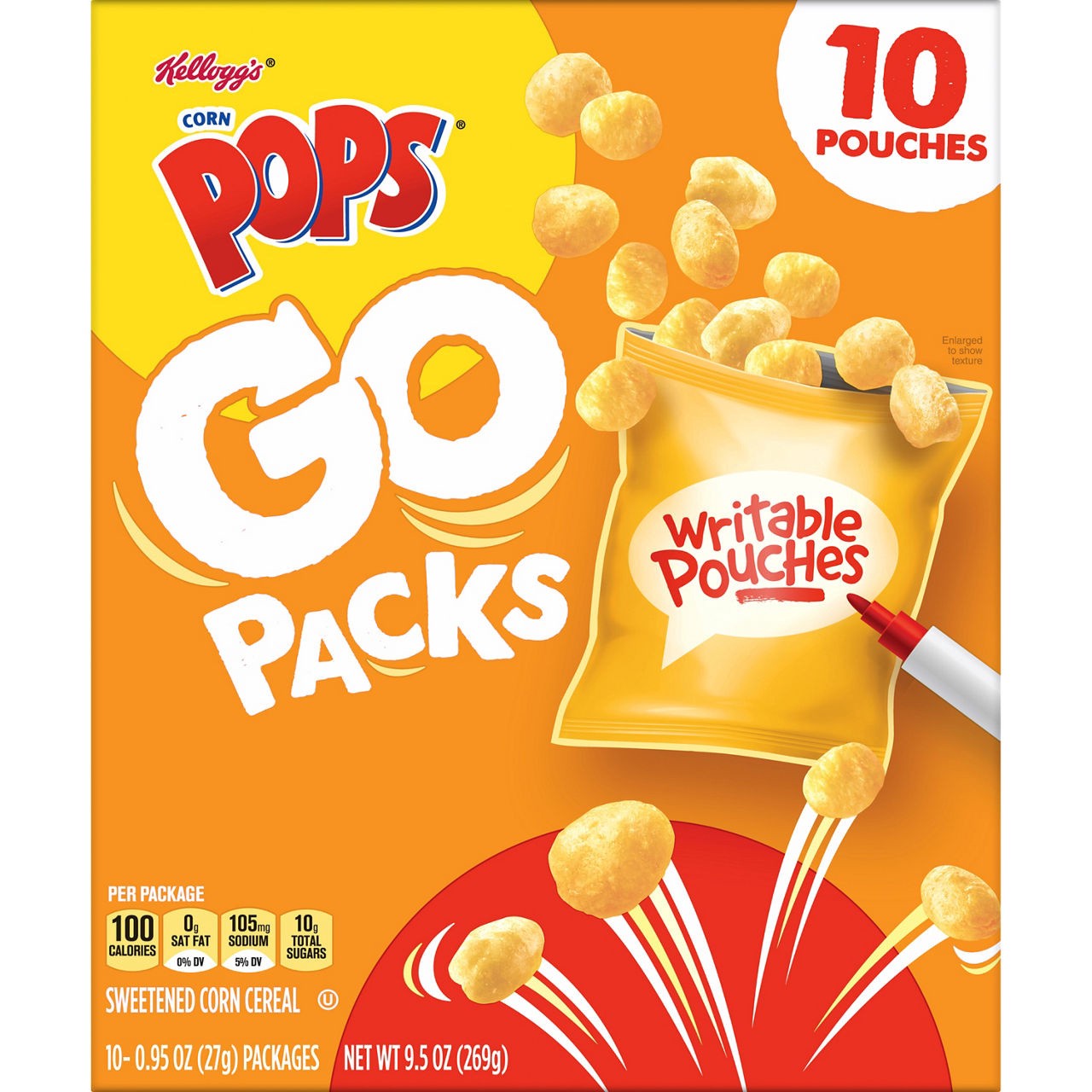 slide 7 of 8, Froot Loops Kellogg's Corn Pops Go Packs Cereal, Kids Snacks, Lunch Snacks, Original, 9.5oz Box (10 Pouches), 9.5 oz