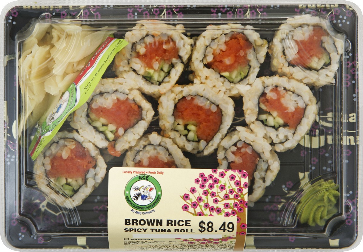 slide 4 of 4, ACE Sushi Tuna Roll, Spicy, Brown Rice, 5 oz