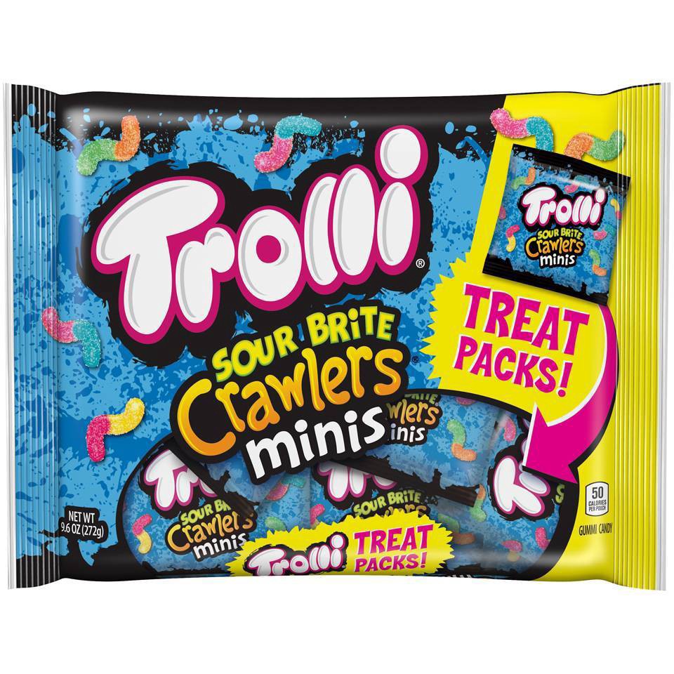 slide 1 of 3, Trolli Sour Brite Crawlers Halloween Minis, 9.6 oz