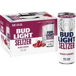 Bud Light Seltzer Black Cherry, Hard Seltzer, Gluten Free, 12 Pack, 12 FL OZ Slim Cans, 5% ABV