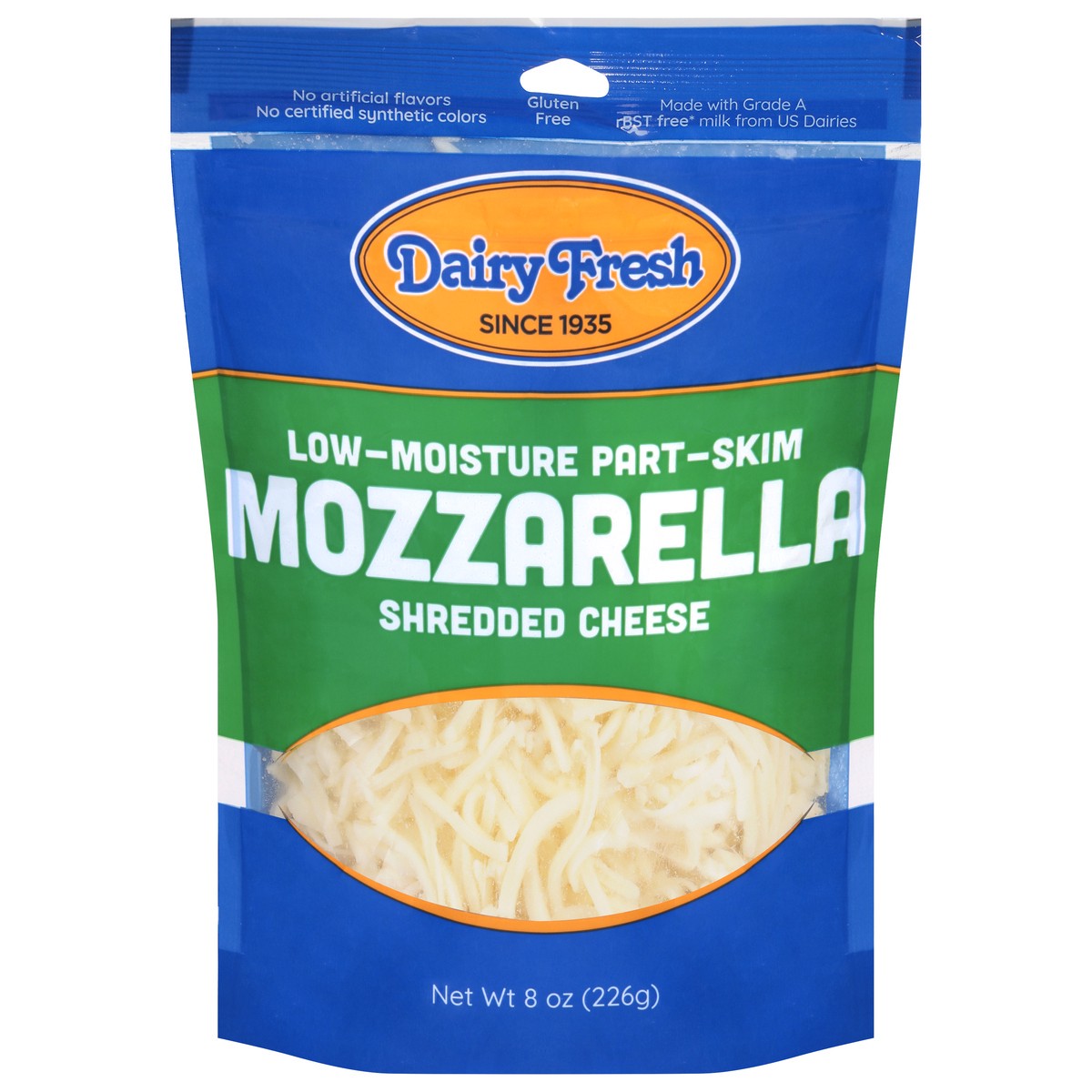 slide 1 of 9, Dairy Fresh Low-Moisture Part-Skim Mozzarella Shredded Cheese 8 oz, 8 oz