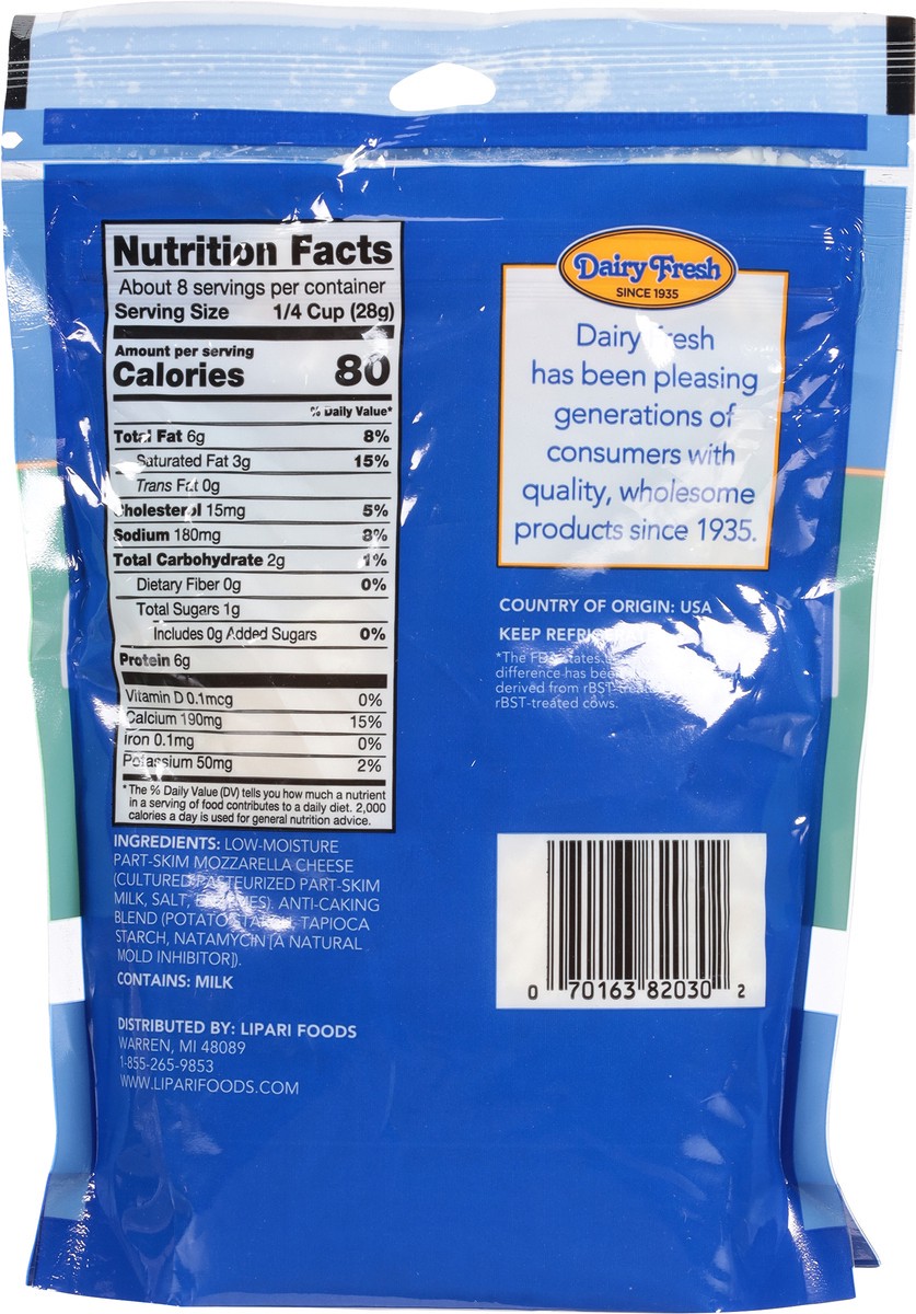 slide 5 of 9, Dairy Fresh Low-Moisture Part-Skim Mozzarella Shredded Cheese 8 oz, 8 oz