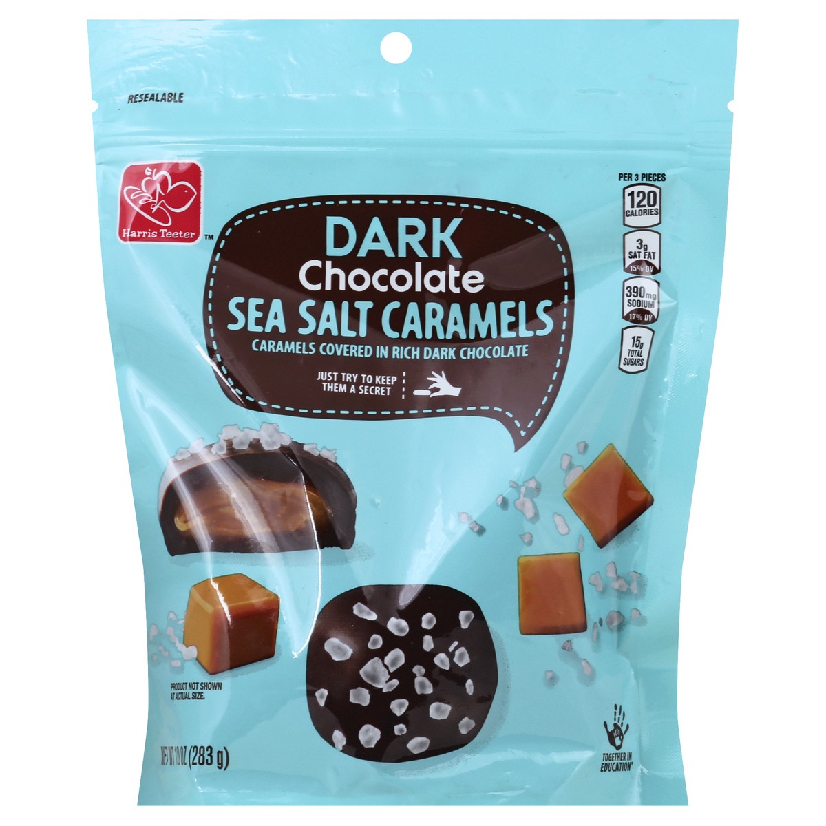 slide 2 of 3, Harris Teeter Dark Choc Sea Salt Caramels, 1 ct