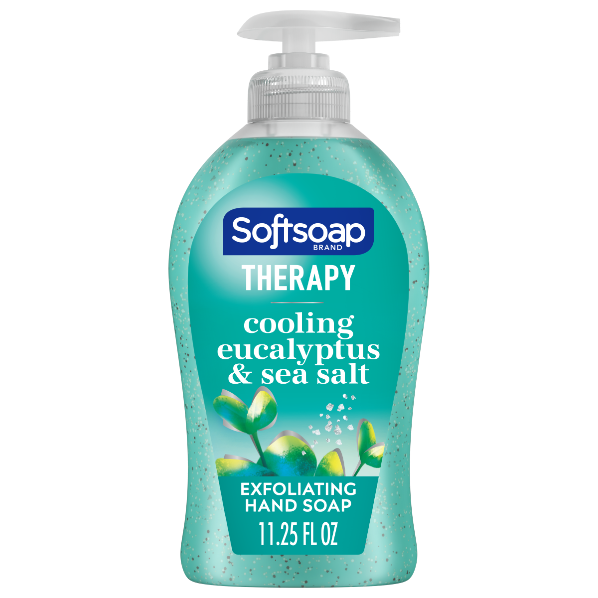 slide 1 of 8, Softsoap Therapy Eucalyptus and Sea Salt Scent Exfoliating Liquid Hand Soap, 332 ml Bottle, 11.25 fl oz