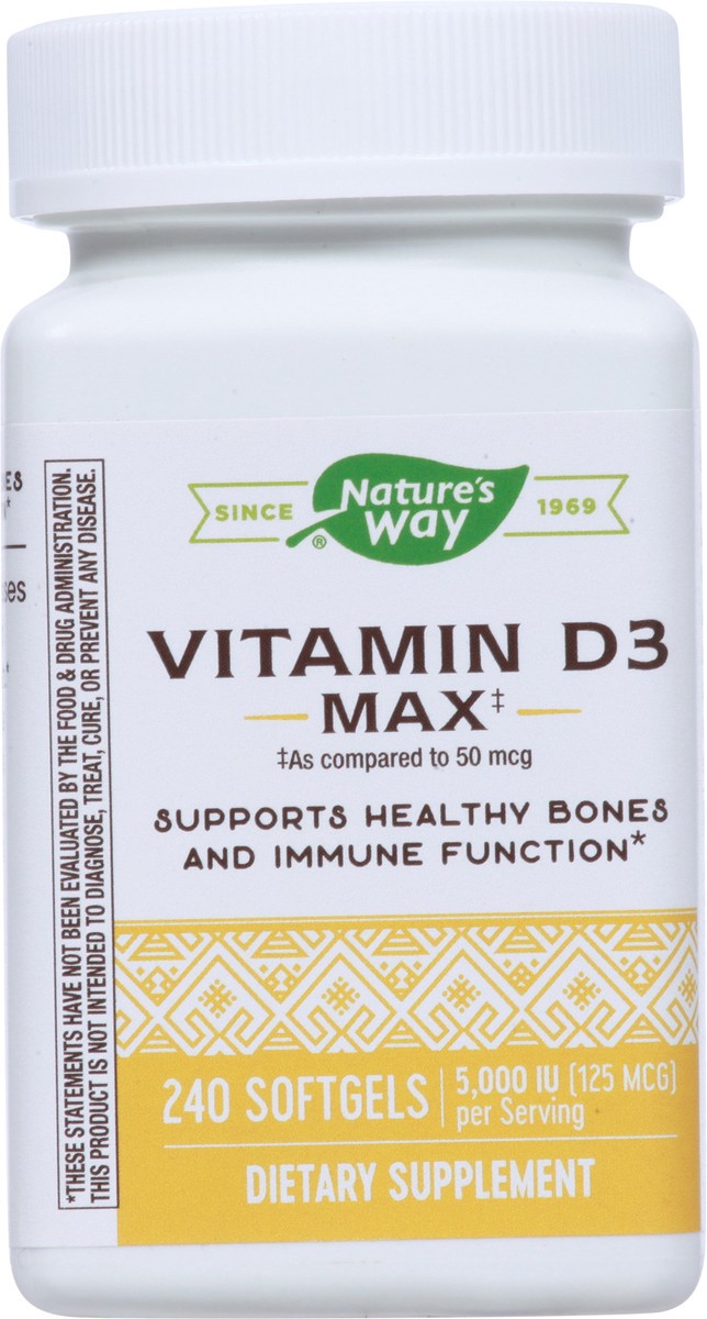 slide 5 of 9, Nature's Way 5,000 IU (125 mcg) Vitamin D3 Max 240 Softgels, 240 ct